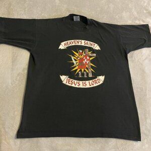 Vintage Shirt Men Large Black Streetwear Workout Crew Neck USA Made